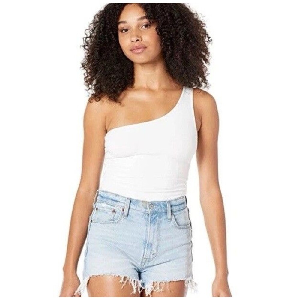 Abercrombie & Fitch Bodysuit Women's White Stretch Seamless One Shoulder M